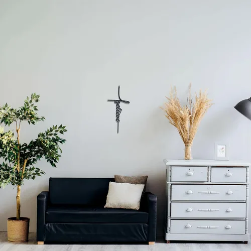 Vista 3 de Believe Cross - Arte de pared de metal - 7.1" X 15" - Negro