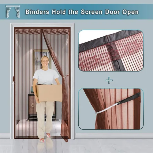 Vista 2 de Puerta mosquitera magnética para garaje de 27 x 70 pulgadas, se adapta a puertas de 25 x 68 pulgadas, con potentes imanes aptos para mascotas