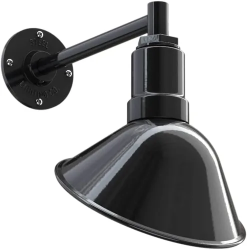Vista 83 de Steel Lighting Co. Luz de Letrero de Tienda Venice para Pared de Acento de Restaurante al Aire Libre Cúpula de 9 pulgadas Brazo Recto de 6