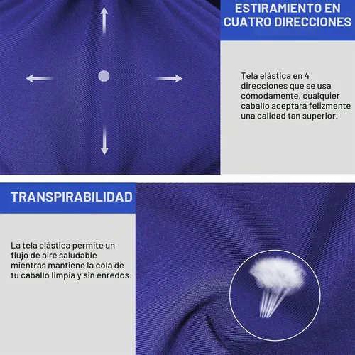 Vista 3 de Harrison Howard Protector de cola elástico, protección transpirable de cola de caballo, diseño deslizante, correas de cierre de 2 hebras, 22 Azul