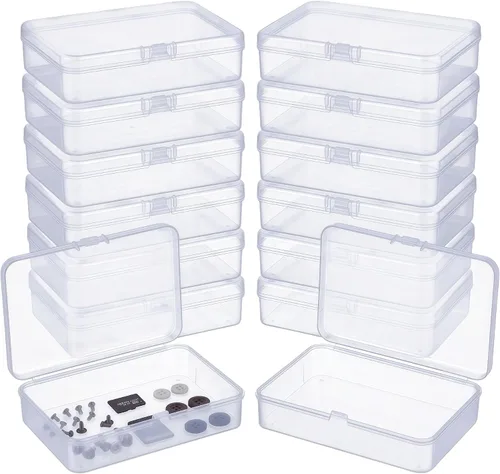 Vista 20 de LJY 100 contenedores rectangulares vacíos de plástico transparente con tapas con bisagras (2.2 x 1.6 x 0.8 pulgadas, transparente)