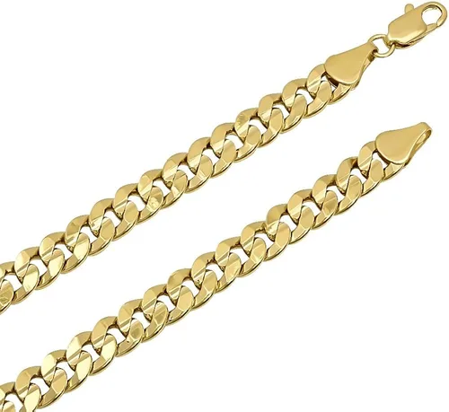 Vista 2 de The Bling Factory 6mm-9mm 14k Yellow Gold Plated Flat Cuban Link Curb Chain Necklace