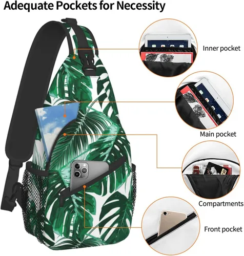 Vista 4 de Mochila cruzada multiusos para mujer mochila de pecho al aire libre ciclismo senderismo viajes Hojas Moda