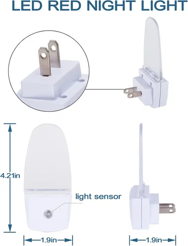 Vista 11 de CICINY Paquete de 4 luces LED de noche enchufables, eficiencia energética, 0.5 W, sensor de atardecer a amanecer, luces nocturnas para dormitorio