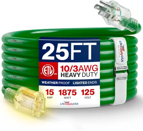 Vista 85 de Cable de extensión de 3 pies para exteriores/interiores, calibre 10/3, ultra resistente, SJTW, resistente al agua, certificación ETL, cable