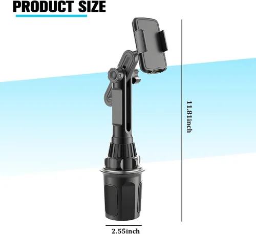 Vista 2 de Soporte de teléfono ajustable para taza de coche de 360 grados