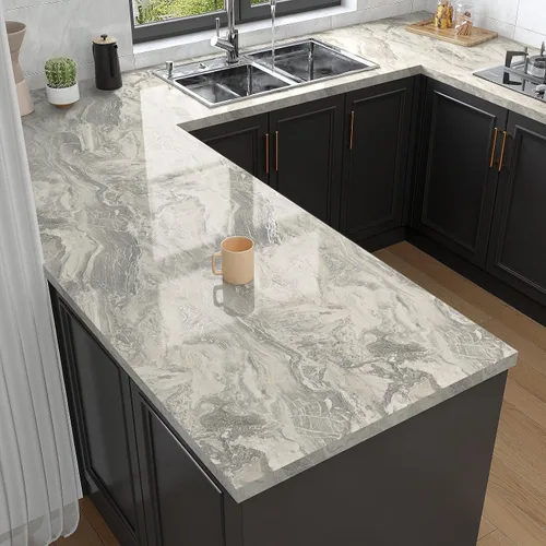 Vista 13 de VaryPaper Papel tapiz de mármol brillante de 15.7''x78.7'', beige-gris-dorado, despegar y pegar, autoadhesivo, grueso, duradero, removible