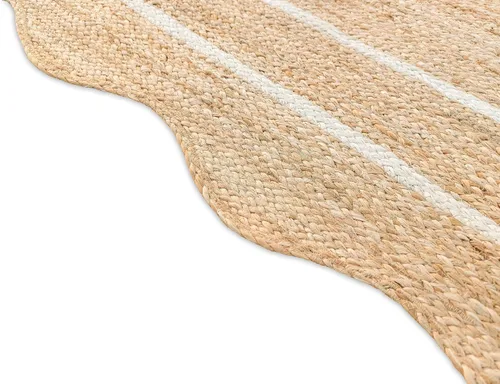 Vista 52 de Alfombra de Yute Natural Ondulada Festoneada - Corredor de Entrada Boho, Festón Estilo Granja, Blanco Roto (8'x10') Camino de entrada bohemio