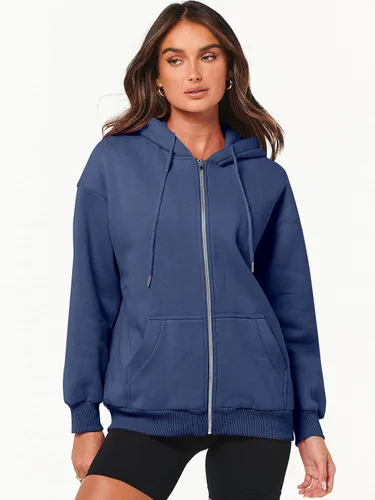 Vista 8 de ANRABESS Sudaderas con capucha y cremallera para mujer, de manga larga, sudaderas de gran tamaño, forro polar Y2K, con bolsillos, ropa de otoño