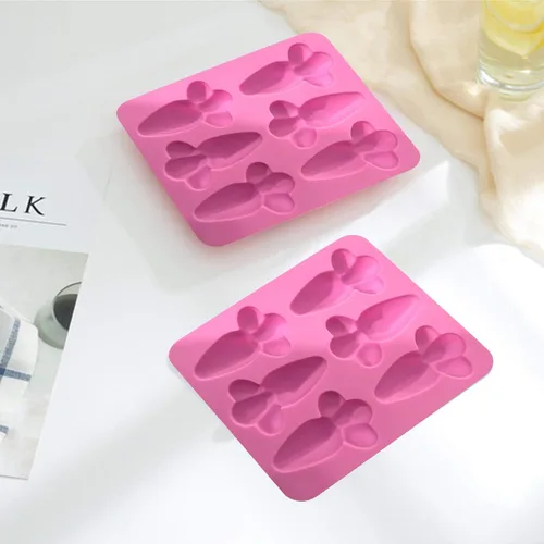 Vista 3 de ASkinds Molde de chocolate con zanahoria de Pascua, 6 cavidades, bandeja de silicona antiadherente para chocolate, molde para hornear bricolaje