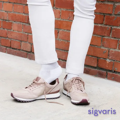 Vista 3 de SIGVARIS Calcetines altos de algodón 360 con amortiguación de movimiento para mujer, con puntera cerrada, 20-30 mmHg