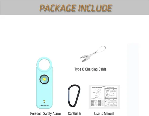Vista 6 de Alarma de seguridad personal para mujeres, sirena fuerte de 135 dB con luz estroboscópica, advertencia acústica, alarma de seguridad de emergencia