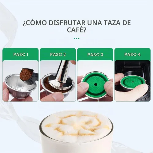 Vista 3 de Paquete de 2 tapas reutilizables para cápsulas de café con 6 cápsulas, 80/150/7.8 fl oz, cápsulas de café recargables de silicona de grado