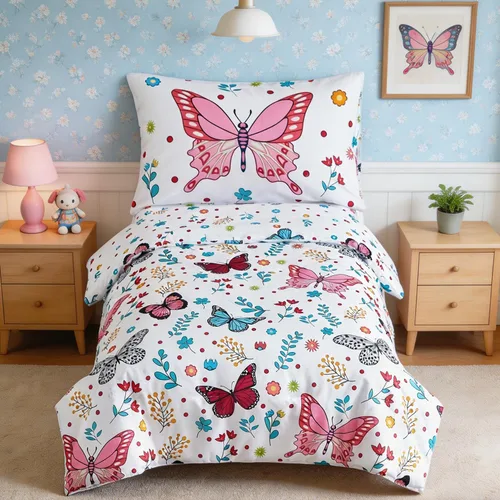 Vista 26 de PERFEMET Juego de cama de 4 piezas para niños pequeños con edredón de autos para niños, reversible, ligero, vehículos azules, juego de cama