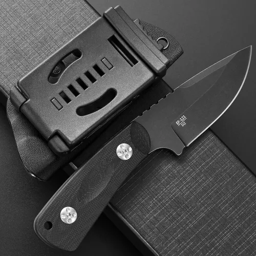 Vista 3 de Cuchillo de hoja fija Eafengrow EF121 D2 con hoja de acero y mango G10 con funda Kydex para actividades al aire libre y camping