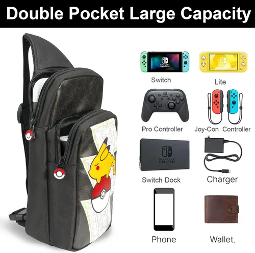 Vista 6 de Tangaroa Bolsa de interruptor para SwitchSwitch OLED - Accesorios de interruptor Bolsa cruzada de viaje - Mochila portátil (en la bola)