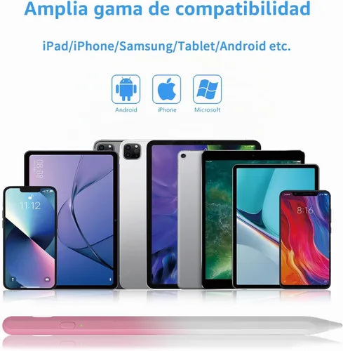 Vista 2 de Lápices stylus para pantallas táctiles, lápiz universal de punta fina para iPad con adsorción magnética, compatible con Blanco