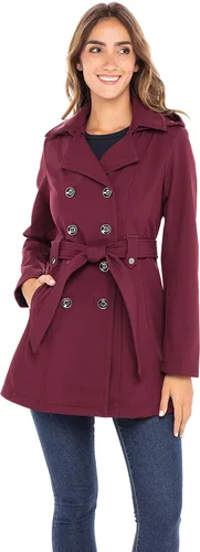 Vista 6 de Sebby Collection - Gabardina para mujer con revestimiento suave con capucha desmontable Negro