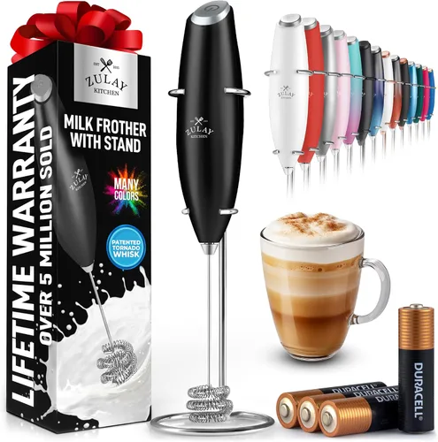 Vista 204 de Zulay Milk Boss Espumador de leche potente manual, hace espuma para latte, batidor para mezclar bebidas, café, miniespumador para capuchino, frappé