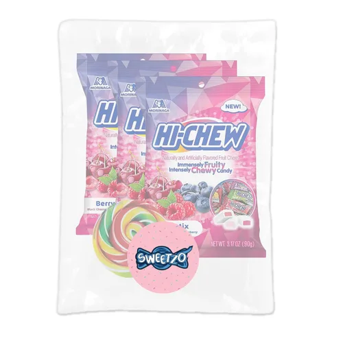 Vista 7 de Sweetzo - Caramelos masticables de mezcla de bayas envueltos individualmente con sabor afrutado, golosinas de tamaño de bocado compartibles, bolsas