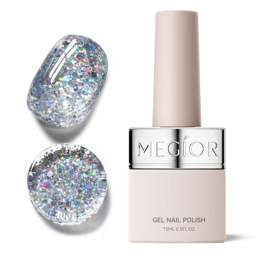 Vista 48 de MEGIOR Esmalte de uñas de gel libre de TPO, 0.5 onzas líquidas, base de gel transparente para remojar la lámpara de uñas LED, capa base de larga
