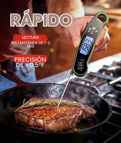 Vista 2 de Termómetro digital de lectura instantánea para carne, termómetro de Verde