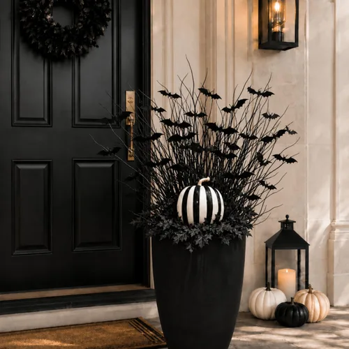 Vista 5 de Zeyune - 20 púas florales negras con purpurina de Halloween con murciélagos
