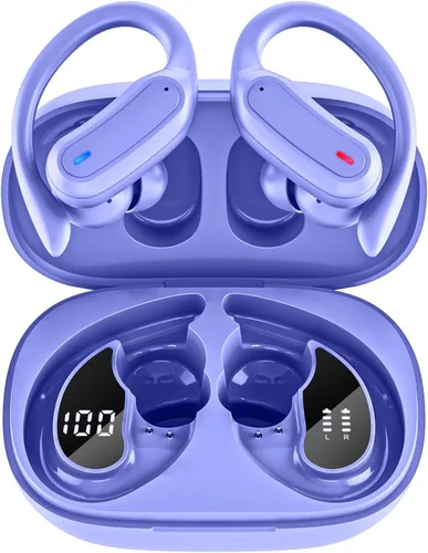 Vista 7 de TRAUSI Auriculares Bluetooth, auriculares inalámbricos con IPX7 resistente al agua, micrófono con cancelación de ruido, auriculares de carga rápida