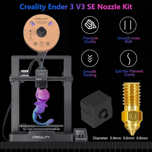 Vista 7 de Comgrow Ender 3 V3 SE PEI Spring Steel 9.252x9.252 in y 6pcs Ender 3 V3 SE Boquilla Kit con 2pcs Ender 3 V3 SE Bloque Calentador Bloque Cubierta
