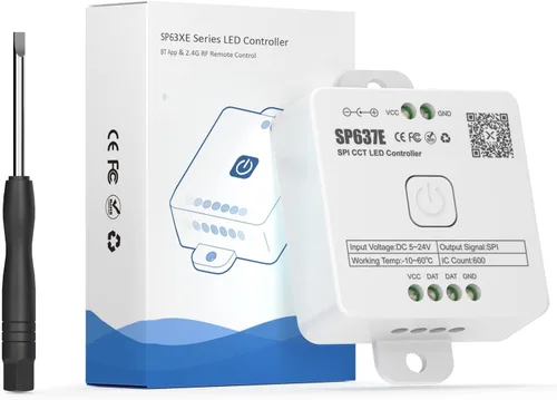 Vista 8 de SEZO SP636E Música de un solo color Bluetooth SPI LED controlador dinámico efecto de luz blanca para FCOB IC LED Strip Trabajo con panel táctil