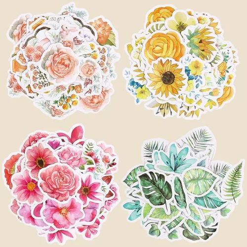 Vista 4 de Knaid Juego de calcomanías de flores (360 piezas) calcomanías florales decorativas surtidas para álbumes de recortes, planificador, suministros