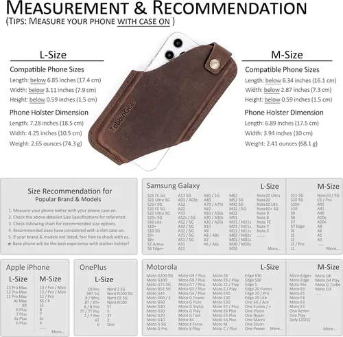 Vista 5 de TobbinGear Funda de cuero para teléfono móvil con clip para cinturón, bolsa de cinturón de cuero, funda universal para teléfono en el cinturón