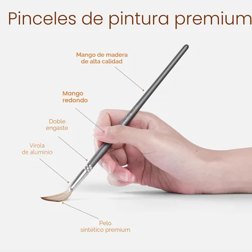 Vista 3 de Nicpro Juego de 40 pinceles de pintura, pinceles profesionales de acrílico con cuchillo de paleta y rollo de lienzo, adecuado para pintura acrílica