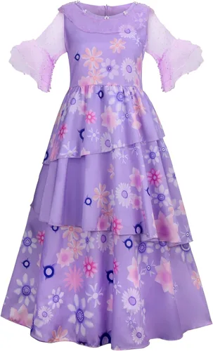 Vista 2 de Disfraz de princesa Isabella vestido de princesa para adultos para niños niñas morado encantado Halloween falda de cosplay para fiesta