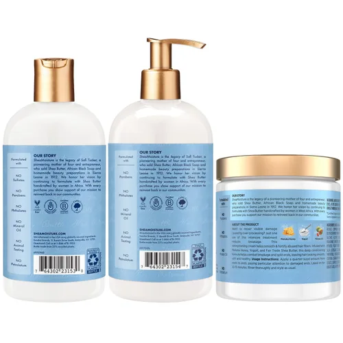 Vista 2 de SheaMoisture Champú y acondicionador, hidratación y reparación de miel de manuka y yogur + tratamiento potencial de proteínas, mascarilla capilar