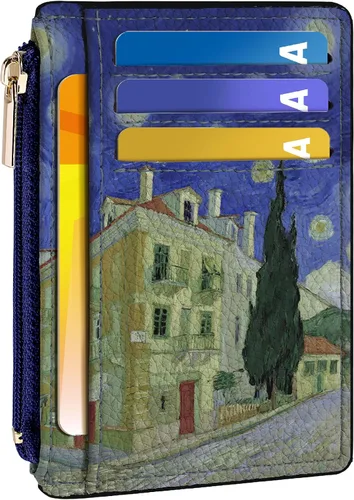 Vista 25 de Tipmile Tarjetero compacto para tarjetas de crédito con ventana de identificación para mujer, delgada y minimalista, bolsillo frontal, cartera