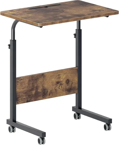 Vista 8 de DlandHome Escritorio móvil de pie con ruedas, mesa auxiliar móvil de 23.6 pulgadas con ruedas, soporte móvil ajustable para computadora portátil