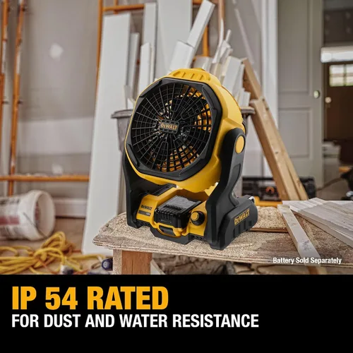 Vista 6 de DEWALT 20V MAX Ventilador portátil, ventilador de taller inalámbrico recargable con batería, hasta 4.5 horas de duración, velocidad variable, 650