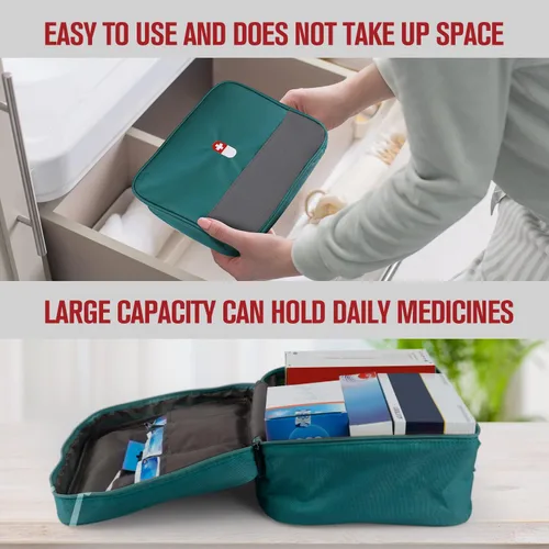 Vista 4 de Bolsa de primeros auxilios, bolsa organizadora vacía de suministros médicos, kit portátil de trauma para el hogar, oficina, cocina, viajes
