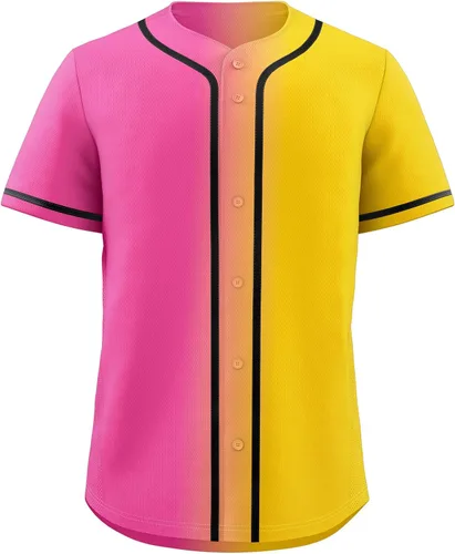 Vista 14 de KXK Camiseta de béisbol en blanco para hombre, camisas casuales con botones, manga corta, uniforme deportivo de equipo activo