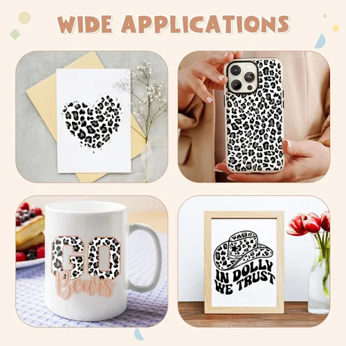 Vista 6 de Tintnut Rollo de Vinilo Permanente de Guepardo - 12" x 5 pies, Rollo de Vinilo Adhesivo con Patrón de Leopardo, Estampados de Animales en Blanco