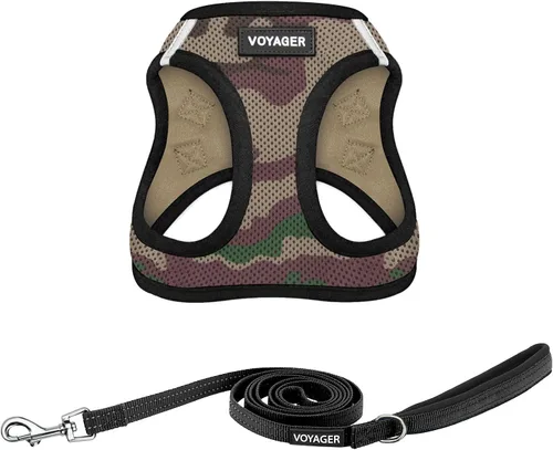 Vista 27 de Arnés de malla Voyager Step-in Air para todo clima y correa reflectante para perro de 5 pies, combo con mango de neopreno, para cachorros de razas