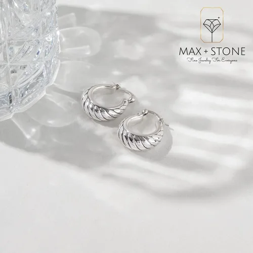 Vista 4 de Sterling Silver Lightweight Click Top Hoop Earrings in Various Styles