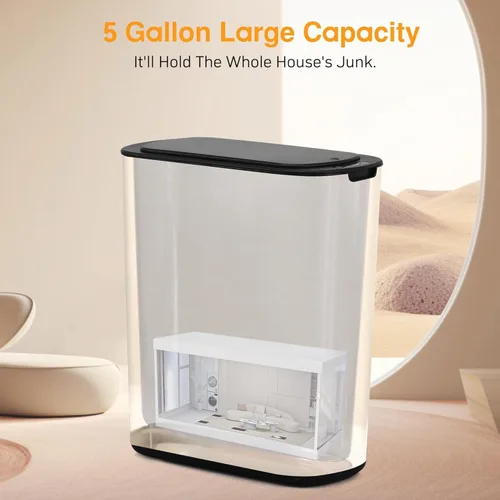 Vista 3 de Basurero de baño con tapa de 5 galones, color blanco, sin contacto, automático, sin contacto, para cocina, dormitorio, oficina, sala de estar