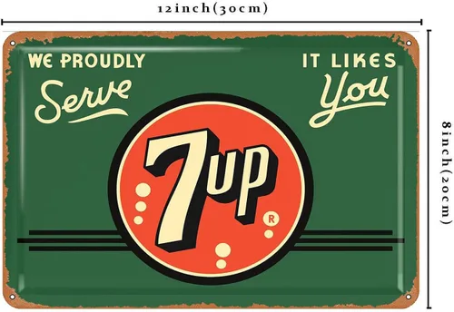 Vista 5 de Old 7up Sign 6 - Cartel de metal retro para el hogar, cocina, bar, cafetería, 12 x 8 pulgadas