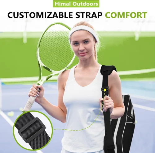 Vista 9 de Bolsa de Tenis Himal para 3 Raquetas con Almohadilla Protectora, Bolsa de Raqueta de Tenis para Hombres y Mujeres, Entusiastas del Deporte de Todas