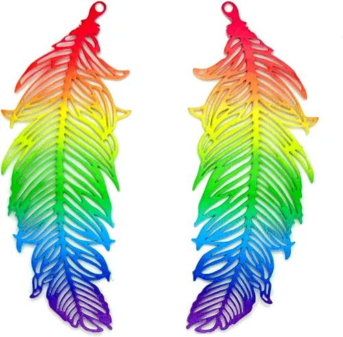 Vista 6 de Dijes de plumas de filigrana multicolor colgante de pluma pintado de color hueco para pendientes de bricolaje collares accesorios para fabricación