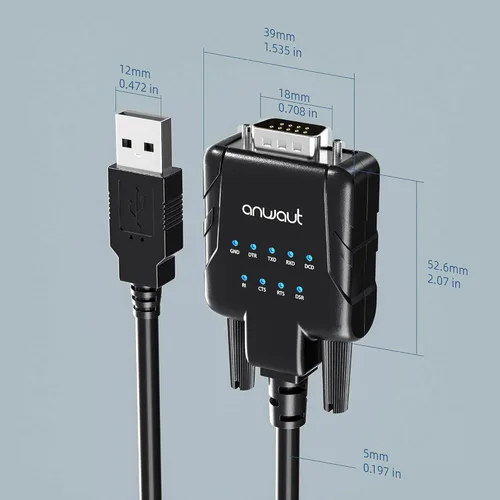 Vista 6 de Adaptador USB a RS232, 9 LED de estado, puerto serie DB9