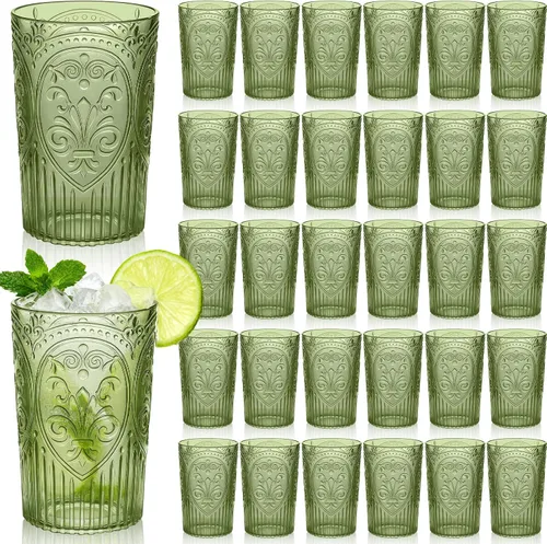 Vista 17 de 24 vasos de plástico vintage para agua potable de 16 onzas, a Verde
