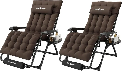 Vista 11 de Silla de gravedad cero de gran tamaño, plegable, reclinable, acolchada Rojo Extragrande